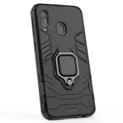 2PC PC + TPU Shockproof Protective Case for Galaxy A40, with Magnetic Ring Holder (Black)