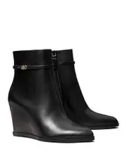 Tory Burch Women's Double T Buckle Wedge Booties