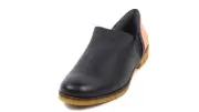 Lori Goldstein Low Ankle Slip-On Loafers with Elastic Goring Black Leather