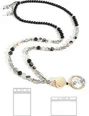 BettDecor Lanyards for ID Badges and Keys,Natural Stone Beaded Teacher Lanyard for Women,Retractable Lanyard with ID Holder Cute Lanyards