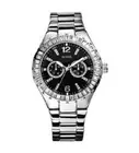 New Authentic GUESS SILVER-TONE Black Dial Stainless WATCH G12578L new with tag