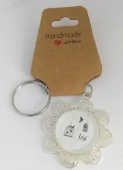 Keychain Handmade Silver Birds Love Sparkle Key Chain Pendant