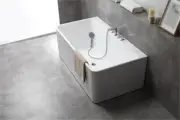 1600*850*560mm White Back to Wall Square Freestanding Bath with Thick Edge
