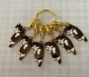 Stitch Marker set 6 Crochet Knitting markers counters counter black white cat