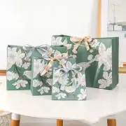 Green Printing Floral Bird with Ribbon Shopping Bag Shopping