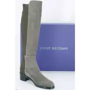 Stuart Weitzman Grey Suede Mezzaluna Stretch Riding Boots Size 5 NIB 5050 $665