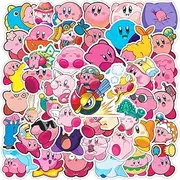 50 Pcs Cool Cartoon Game Kirby Stickers for Kids Teens, Kirby StarSticker Cartoon Stickers for Water Bottle, Waterproof Vinyl Stickers for