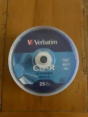 VERBATIM Music CD-R 40X Branded Logo 700MB Audio Media Disc Spindle 96155-25 cd