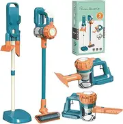 BAYMI 3-in-1 Kids Vacuum That Really Works, Toddler Toy Vacuum Cleaning Set for Children Aged 3+, Fun Kids Working Toy Vacuum Cleaner with Working Suction for Realistic Play (630Blue)
