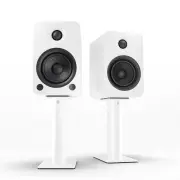 Kanto YU4 140W Powered Bookshelf Speakers with Bluetooth and Phono Preamp - Pair, Matte White with SP9W White Stand Bundle