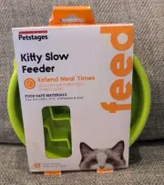 Petstages Kitty Cat Slow Feeder Bowl Non-Slip Base Green 3/4 Cup Size Brand New