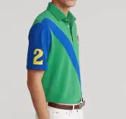 NWT Men’s Polo Ralph Lauren Banner Stripe Mesh Polo Shirt Green Blue 3XB Big