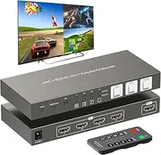 HDMI Multiviewer 4x1 4 Port Multi-Picture Seamless Switch 4 Input 1 Output Split Screen TV, Support 4K@30Hz 1080P60Hz Applicable to Display Multiple Signal Sources on The Same Monitor