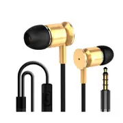Universal Mobile Phone Wire Control Metal Earphone Stretch Line In-ear with Wheat Music Headphones-Gold