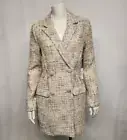 NWT Jason Wu Women's Size XS Tweed Double Breasted Sequins Cinched Waist Blazer