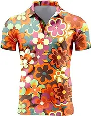 [ZePinger] Golf Shirts for Men Beer Shirt Dry Fit Short Sleeve Shirt Funny Mens Golf Shirts Hawaiian Shirts