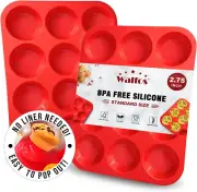Muffin Pan Set - 12 Cups Regular Silicone Cupcake Pan, Non-Stick and BPA Free, G