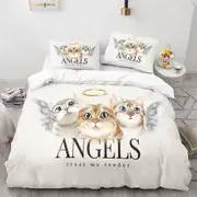 v4533 Bed Sheets Cute Cats Kitty Animal Print 3 Duvet Cover Set Comforter Cover Bed Sheets IU4533