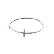 NEW Athra Womens Jewelry Side Cross Faith Hinged Bangle Bracelet