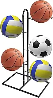 5 Tier Ball Storage Rack, Rolling Vertical Display Rack, Metal Basketball Holder Basketball Storage Rack Basketball Display Stand Garage Sports Equipment Organizer for Volleyball Football Basketball