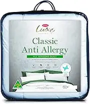 Tontine Luxe Anti Allergy Quilt - All Seasons, Single Bed, Medium Weight, Anti Microbial Protection, Hypoallergenic, Natural Cotton Cover, Machine Washable, Australian Made