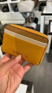 Michael Kors Women Medium Zip Around Card Case Coin Pouch Wallet -Golden Rod Mlt