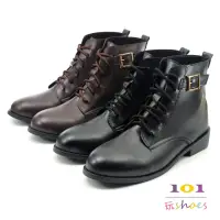 在飛比找momo購物網優惠-【101 玩Shoes】mit.學院風格綁帶牛津靴(黑/咖.