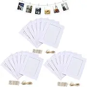 Enenes Paper Photo Frame 5x7 Kraft Paper Picture Frames 30 PCS DIY Cardboard Photo Frames with Wood Clips and Jute Twine (5X7 30 PCS, White)