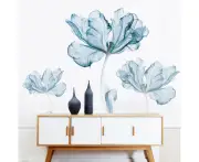 Blue Flower Wall Decals Wall Stickers Peel And Stick Removable Decal Stick Wall Decor For Bedroom Living Room