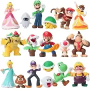 Kids Gift 18PCS Super Mario Bros Luigi Action Figure Set Party Cake Topper Toys