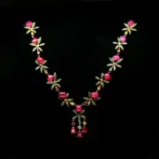 Wedding Necklace Natural Ruby Peridot 925 Sterling Silver Handmade Jewelry