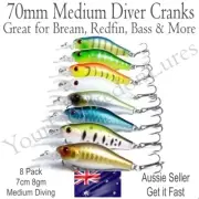 8 Redfin & Bream Freshwater Fishing Lures, Flathead, Bass, Trout,Cod Tackle