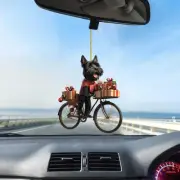 2d Flat Funny Scottish Terrier Ornament Scotty Dog Riding A Bicycle Dog Car