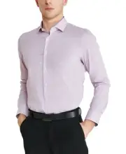 Tallia Men Slim fit Button-Up Shirt Large 16-16.5 34-35 Purple Geometric