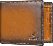 [KLOMORE] Leather Wallet for Men, RFID Blocking Bifold Mens Wallets Vintage Large Purse Credit Card Holder Gifts for Men