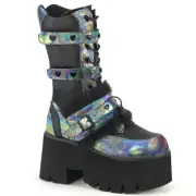 Demonia Ashes-120 Cyber Punk Goth Rainbow Color Platform Boots