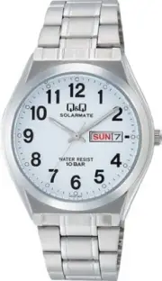 Citizen Q & Q Watch Analog Solar Waterproof Date Day Metal Band H010-204 F/S NEW