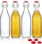 Clear Glass Bottles with Stopper for Home Brewing Beer Kombucha Kefir & Airtight