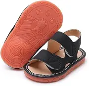[CINDEAR] Squeaky Pu Leather Closed-Toe Sandals for Toddler Boy Girl Rubber Sole Anti-Slip Slippers Shoes