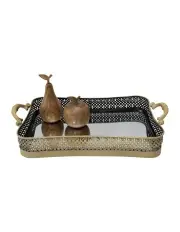 [Willow & Silk] Rectangular Mirror Tray in Antique Gold