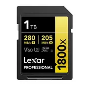 Lexar Professional 1800x 1TB SDXC UHS-II Card GOLD Series 1TB C10, UHS-II(U3), V60, 1800x, up to 280MB/s read, 205MB/s write LSD1800001T-BNNNG