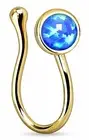 Nose Ring Opalite Gem Non Piercing Nose Clip Stud Gold Tone Faux Opal