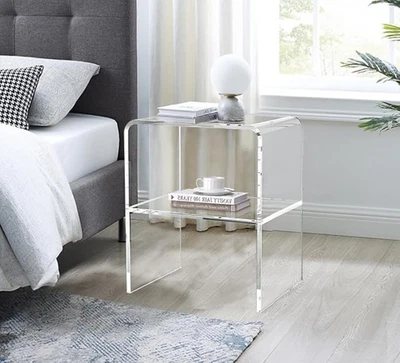 1626 Acrylic Bedside nightstand with Additional Shelf,Lucite Occasional Sofa ...