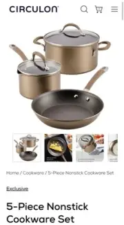 Circulon 5-Piece Nonstick Cookware Set Induction Ready Bronze