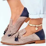 Women's Flats Oxfords Slip-Ons Plus Size Loafer Mules Office Daily Summer Embroidery Low Heel Closed Toe Business Elegant Comfort Walking Shoes PU Loafer Solid
