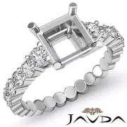 Asscher Semi Mount Shared Prong Diamond Engagement Ring 14k White Gold 0.70Ctw
