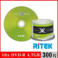 在飛比找森森購物網優惠-RITEK錸德 16x DVD-R 4.7GB X版/300
