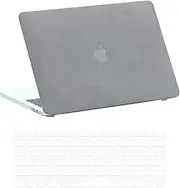 Miloocul Compatible with 2021-23 MacBook Pro 16 M1 A2485/M2 A2780/M3 A2991 Faux Hairy Leatherr Short Plush Hard Shell Case with Keyboard Cover(Light Gray, 2021-23 MacBook Pro 16 A2485/A2780/A2991)