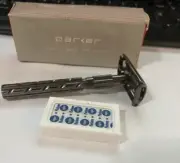 Parker 22R Safety Razor Gunmetal Design New In Box & 8 Platinum Edge Blades