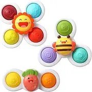 DYZI Suction Cup Spinner Toys - Sensory Bath Toys for Toddlers 1-3 - Stress Relief and Anxiety Spinner - 3 Pack - Multifunctional, Food Grade, Sensory Stimulation for Unisex Children Aged 1-3